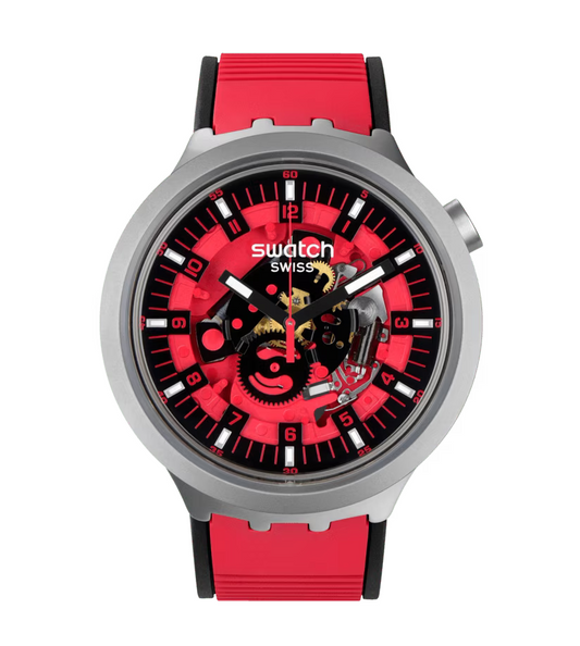 Montre 'Red Juicy'  Montre surdimensionnée  Montre SB07S110  Montre Quartz  Montre avec bracelet en caoutchouc  Montre rouge  Montre résistante à l'eau  Collection Le Comptoir des Montres  Montre avec boîtier en acier inoxydable  Montre avec aiguilles lumineuses  Montre avec fermoir demi-boucle  Montre audacieuse  Cadeau parfait pour les amateurs de montres  Montre de luxe  Montre unique."