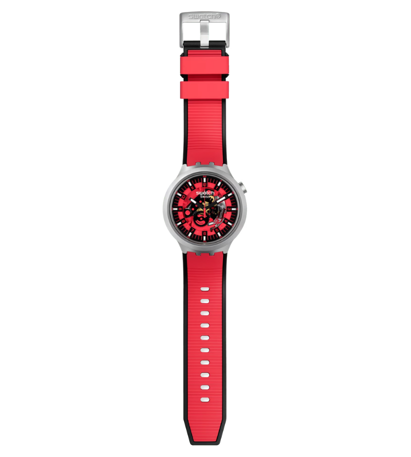 Montre 'Red Juicy'  Montre surdimensionnée  Montre SB07S110  Montre Quartz  Montre avec bracelet en caoutchouc  Montre rouge  Montre résistante à l'eau  Collection Le Comptoir des Montres  Montre avec boîtier en acier inoxydable  Montre avec aiguilles lumineuses  Montre avec fermoir demi-boucle  Montre audacieuse  Cadeau parfait pour les amateurs de montres  Montre de luxe  Montre unique."