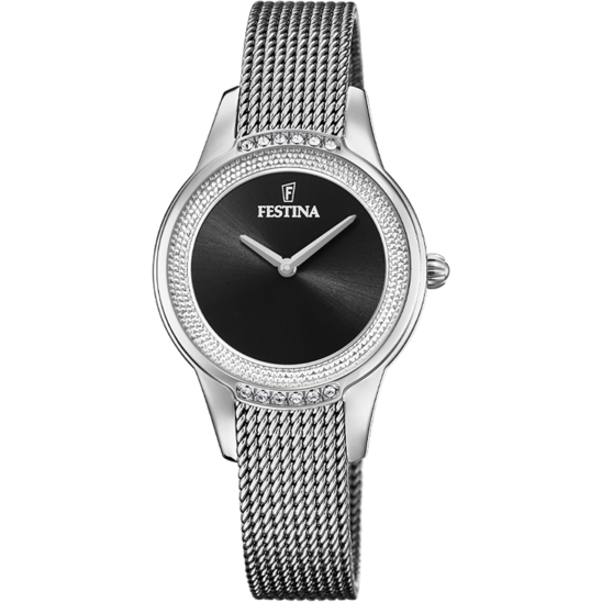 MADEMOISELLE CADRAN NOIR BRACELET EN ACIER