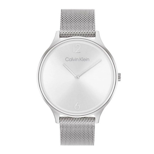 Timeless 2H, montre 38 mm à Quartz, acier inoxydable, bracelet en maille milanaise, cadran argent finition soleil, design élégant, mouvement Quartz précis, verre minéral résistant aux rayures, style classique, étanche, Le Comptoir des Montres.